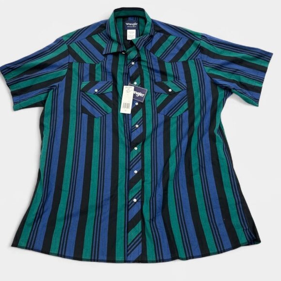 Wrangler Men's Western Shirt Dead Stock Vintage Snap Cowboy Short Sleeve 2XL - Picture 1 of 6